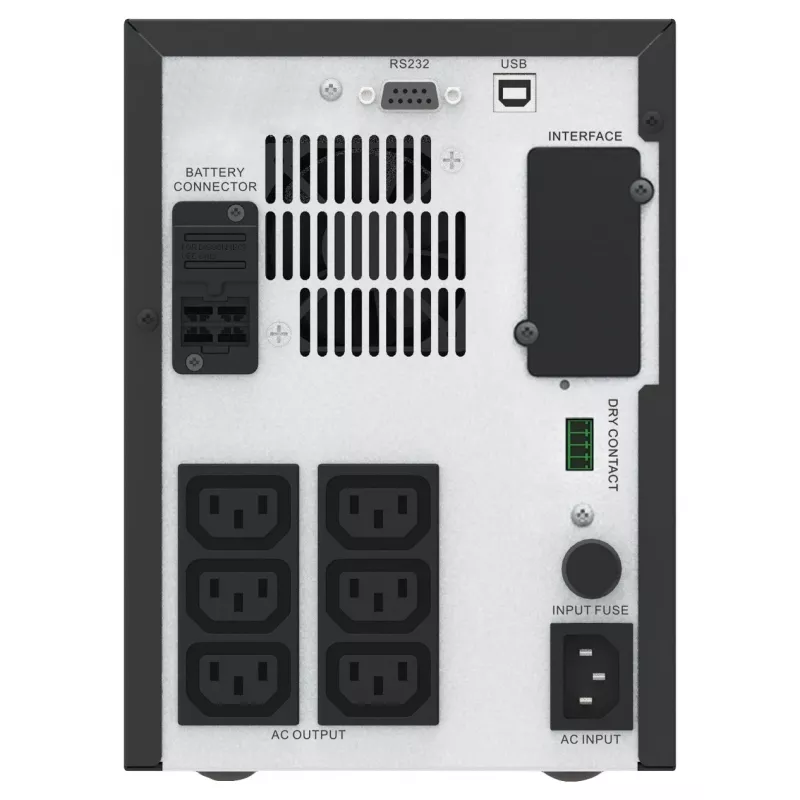 APC Easy UPS 1-fazowy Line-Interactive, 1000VA, Tower, 230V, 6 gniazd IEC C13, AVR, Dry Contact, LCD, bez obsługi karty sieciowej