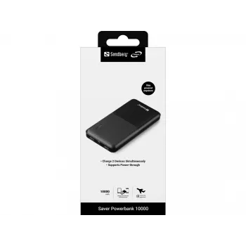 Sandberg Saver Powerbank 10000, 10000 mAh, litowo-polimerowy (LiPo), czarny