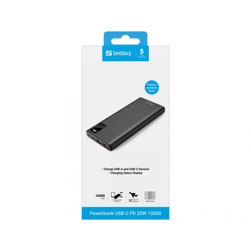 Przenośna bateria Sandberg Powerbank USB-C PD 20W 10000, 10000 mAh