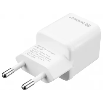 Ładowarka sieciowa Sandberg USB-C PD20W EU, do użytku wewnętrznego, AC, 5 V, 3 A, biała