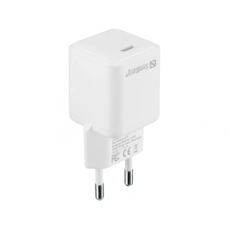 Ładowarka sieciowa Sandberg USB-C PD20W EU, do użytku wewnętrznego, AC, 5 V, 3 A, biała