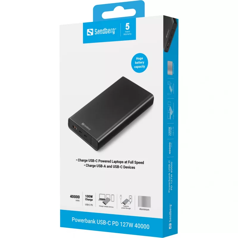 Przenośny powerbank Sandberg USB-C PD 127W 40000 mAh