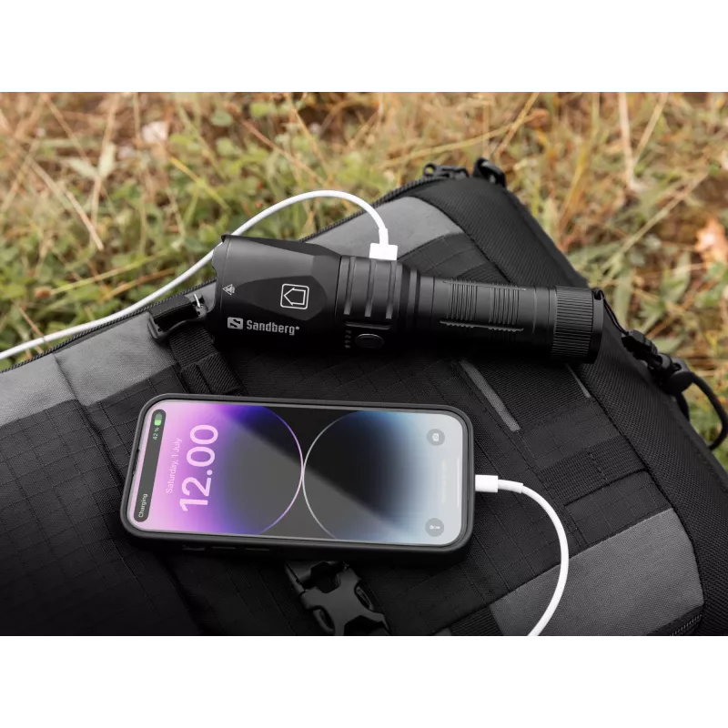 Sandberg Survivor Torch Powerbank 5000, Latarka ręczna, Czarny, Aluminium, IPX4, -30 - 40 °C, FCC, RoHS, UKCA, CE