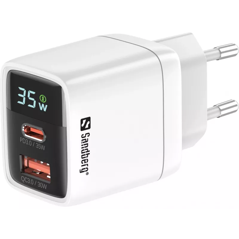 Ładowarka Sandberg 2w1 1xUSB-C 1xUSB 35W Indoor AC Universal