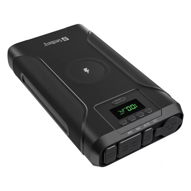 Sandberg Survivor Powerbank 7in1 76800, 76800 mAh, litowo-jonowa (Li-Ion), ładowanie bezprzewodowe, 3,6 V, czarny