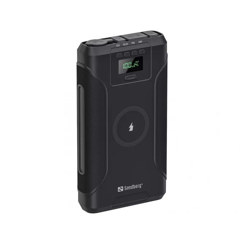 Sandberg Survivor Powerbank 7in1 76800, 76800 mAh, litowo-jonowa (Li-Ion), ładowanie bezprzewodowe, 3,6 V, czarny