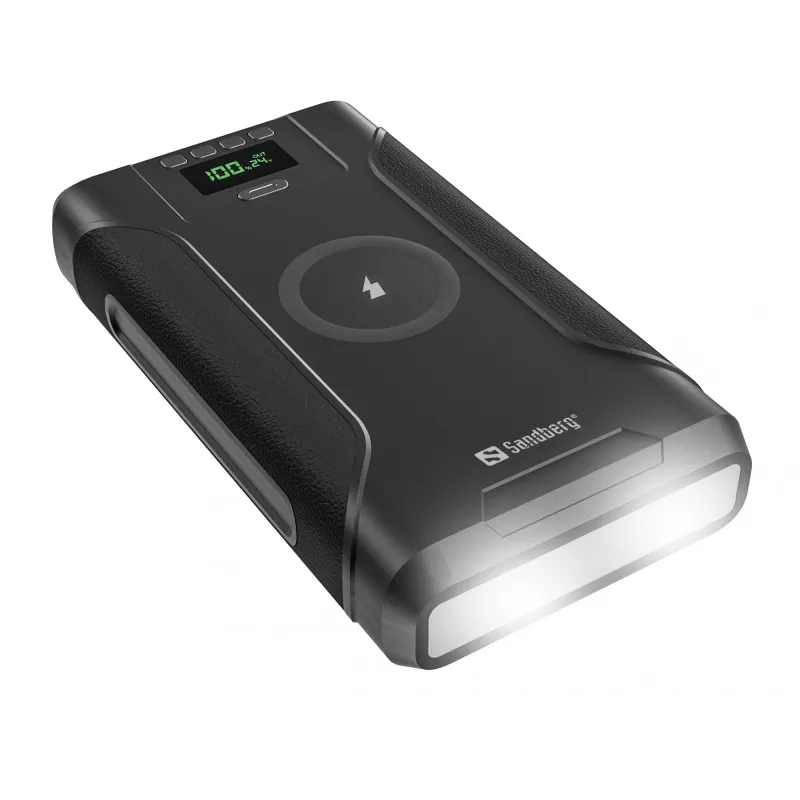 Sandberg Survivor Powerbank 7in1 76800, 76800 mAh, litowo-jonowa (Li-Ion), ładowanie bezprzewodowe, 3,6 V, czarny