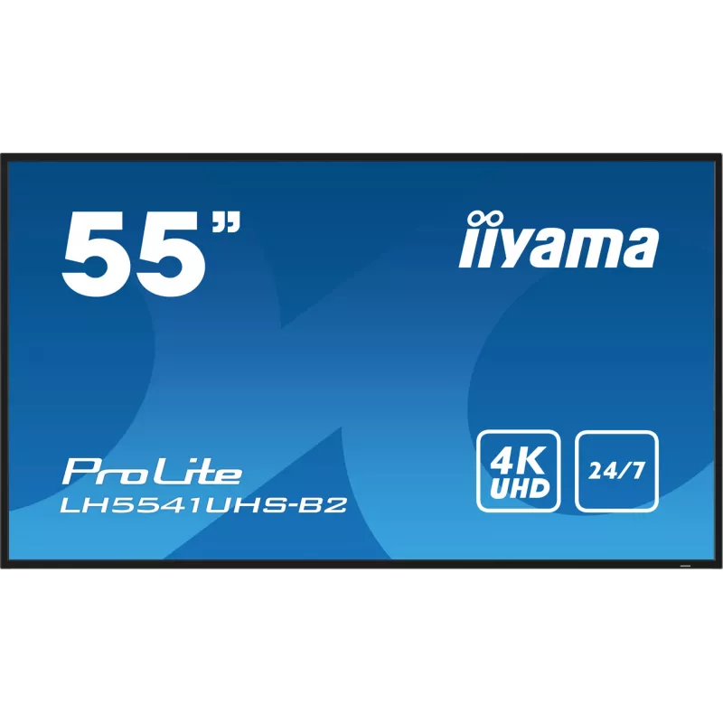 iiyama LH5541UHS-B2 Wyświetlacz sygnalizacyjny w obudowie kiosku 138,7 cm (54,6 cala) LCD 500 cd/m² 4K Ultra HD Czarny Wbudowany procesor 24/7