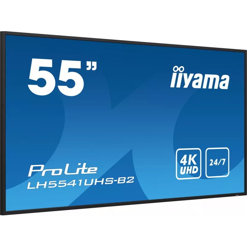 iiyama LH5541UHS-B2 Wyświetlacz sygnalizacyjny w obudowie kiosku 138,7 cm (54,6 cala) LCD 500 cd/m² 4K Ultra HD Czarny Wbudowany procesor 24/7