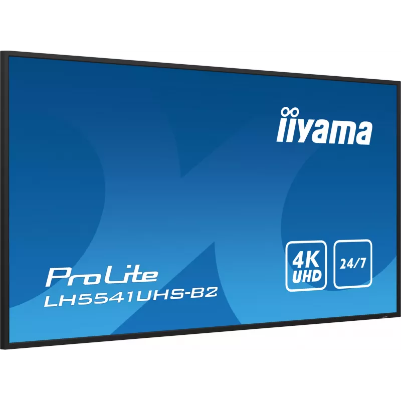 iiyama LH5541UHS-B2 Wyświetlacz sygnalizacyjny w obudowie kiosku 138,7 cm (54,6 cala) LCD 500 cd/m² 4K Ultra HD Czarny Wbudowany procesor 24/7