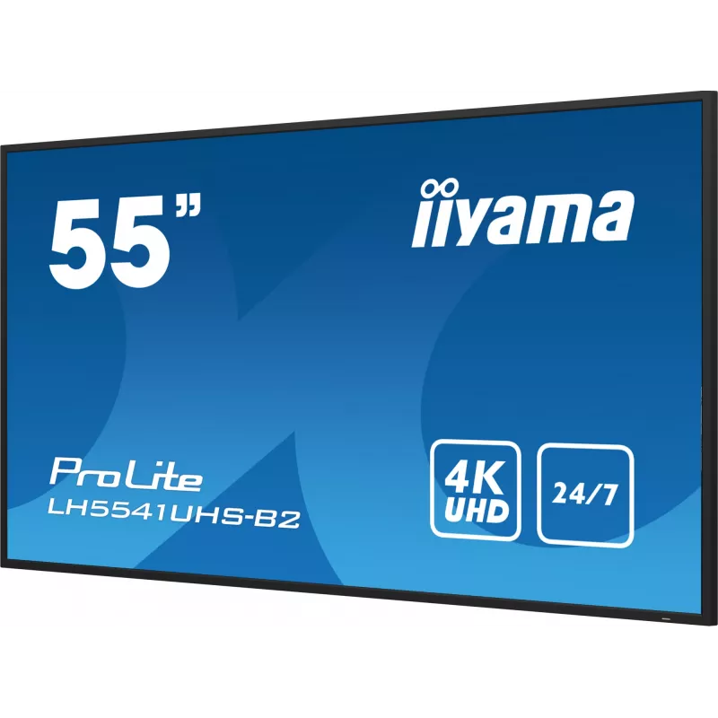 iiyama LH5541UHS-B2 Wyświetlacz sygnalizacyjny w obudowie kiosku 138,7 cm (54,6 cala) LCD 500 cd/m² 4K Ultra HD Czarny Wbudowany procesor 24/7