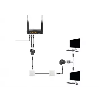 Rozdzielacz kablowy Lanberg ADS-RJ45-2RJ45-OS Czarny