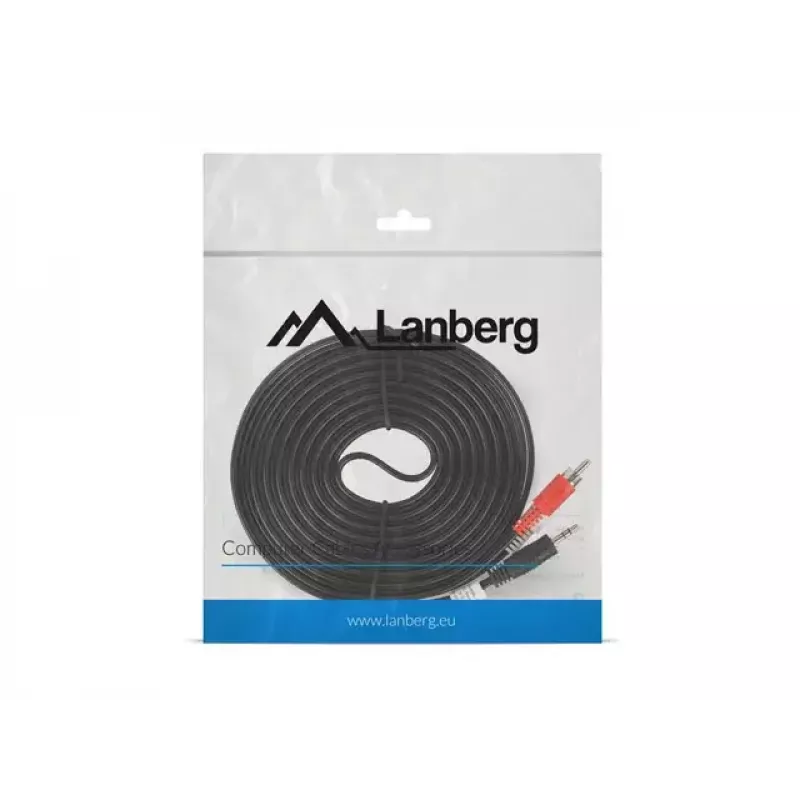 Kabel audio LANBERG 3,5 mm na 2×RCA męski, 5 m, czarny