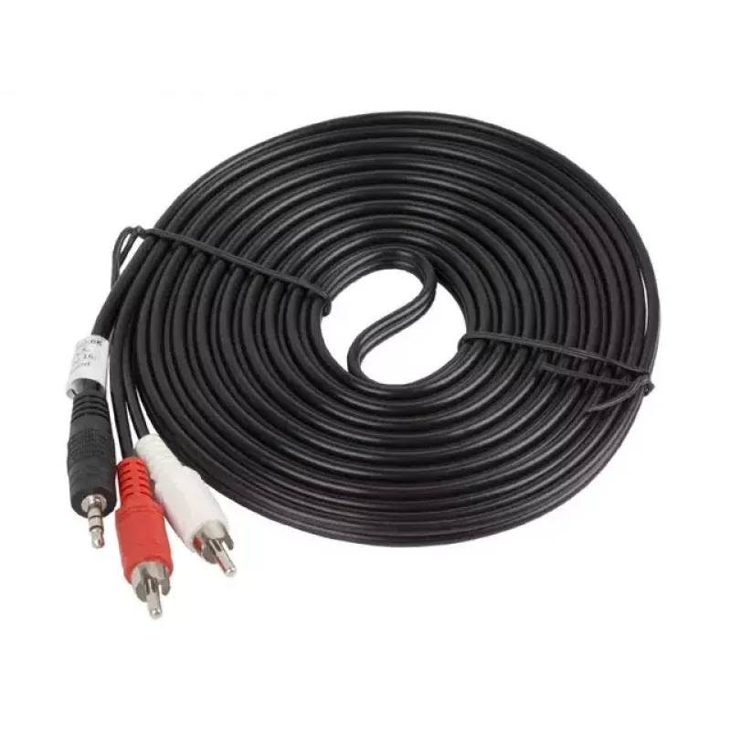 Kabel audio LANBERG 3,5 mm na 2×RCA męski, 5 m, czarny