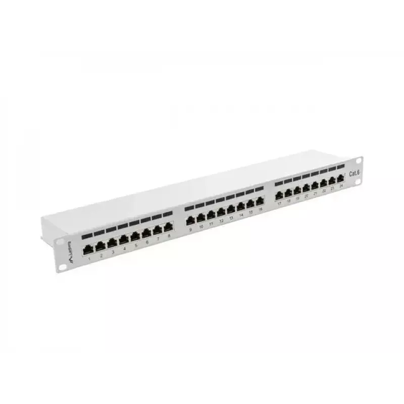 Lanberg Patch Panel 24 port 1U, kat. 6, ekranowany, szary