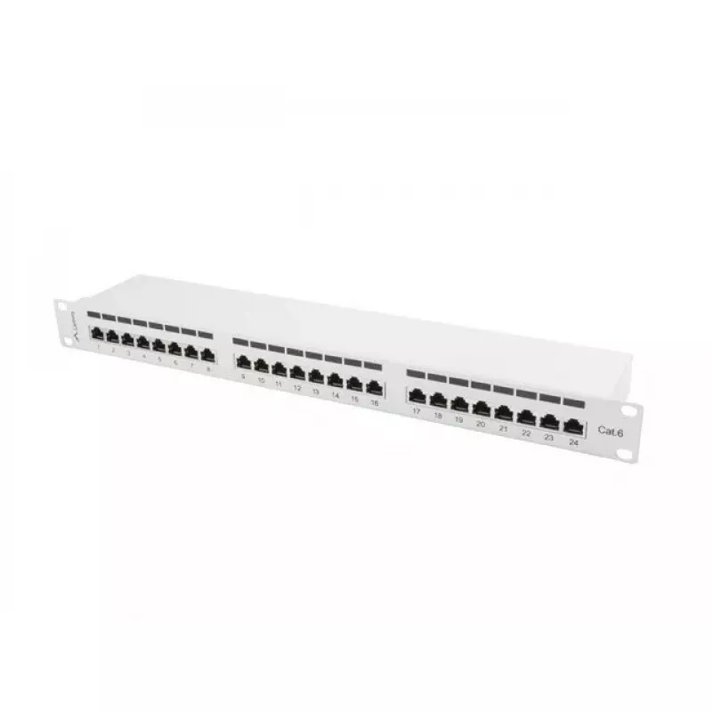 Lanberg Patch Panel 24 port 1U, kat. 6, ekranowany, szary