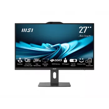 MSI PRO AP272P 14M-496EU komputer All-in-One, Intel Core i5-14400, 27 cali Full HD 1920 x 1080 100 Hz, 16 GB DDR5, 512 GB SSD, Intel UHD Graphics 730, Wi-Fi 6E, Bluetooth 5.3, Windows 11 Pro, czarny