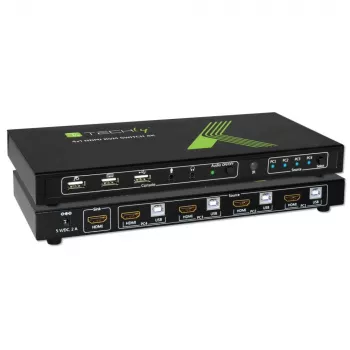Techly 4x1 USB HDMI 4Kx2K IDATA KVM-HDMI4U Przełącznik KVM Czarny