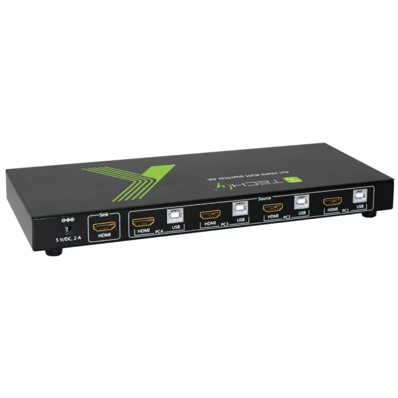 Techly 4x1 USB HDMI 4Kx2K IDATA KVM-HDMI4U Przełącznik KVM Czarny