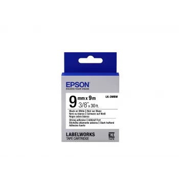 Kaseta z etykietami Epson o mocnym kleju LK-3WBW Czarny/Biały 9 mm (9 m)