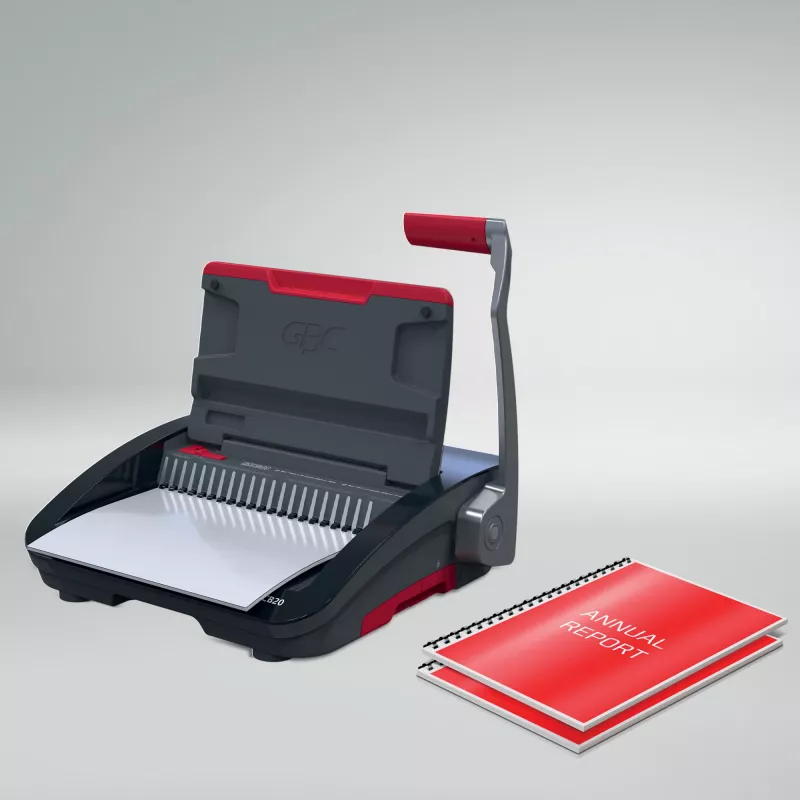 GBC CombBind® CB20 Manualna bindownica grzebieniowa, Bindownica grzebieniowa, Ręczna, 240 arkuszy, Czarny, Czerwony
