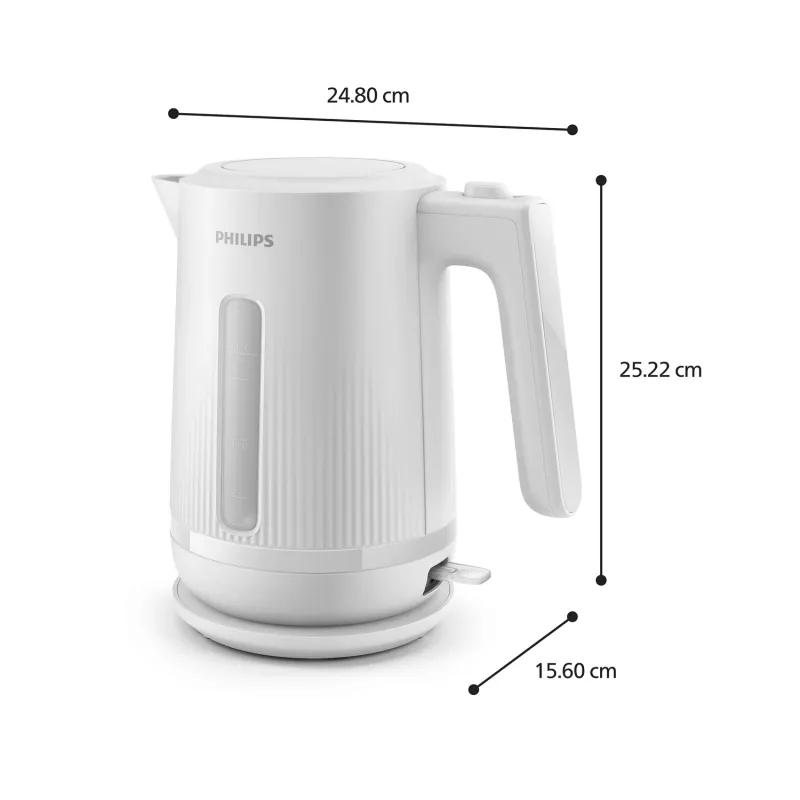 Czajnik Philips serii 3000, 1,7 l, 2200 W, biały, plastikowy, ochrona przed przegrzaniem, bezprzewodowy