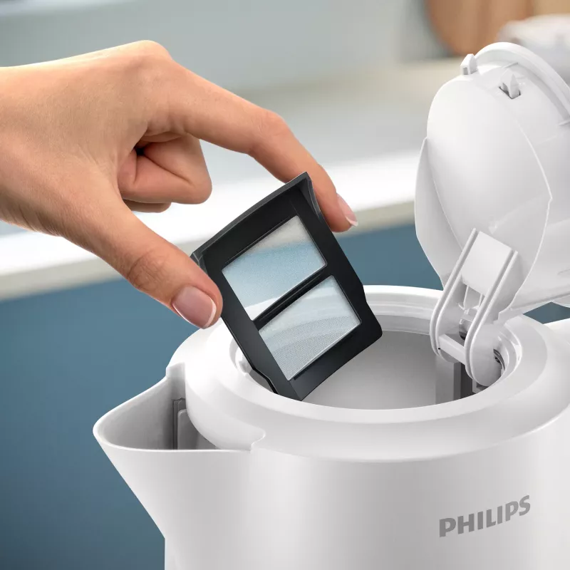 Czajnik Philips serii 3000, 1,7 l, 2200 W, biały, plastikowy, ochrona przed przegrzaniem, bezprzewodowy