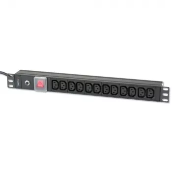 Techly Szafa rack 19 cali PDU 12 wyjść VDE z wtykiem C20 i wyłącznikiem