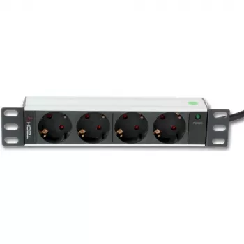 Techly I-CASE M10-4D listwa zasilająca (PDU) 4 gniazda AC 1U Czarny, Srebrny