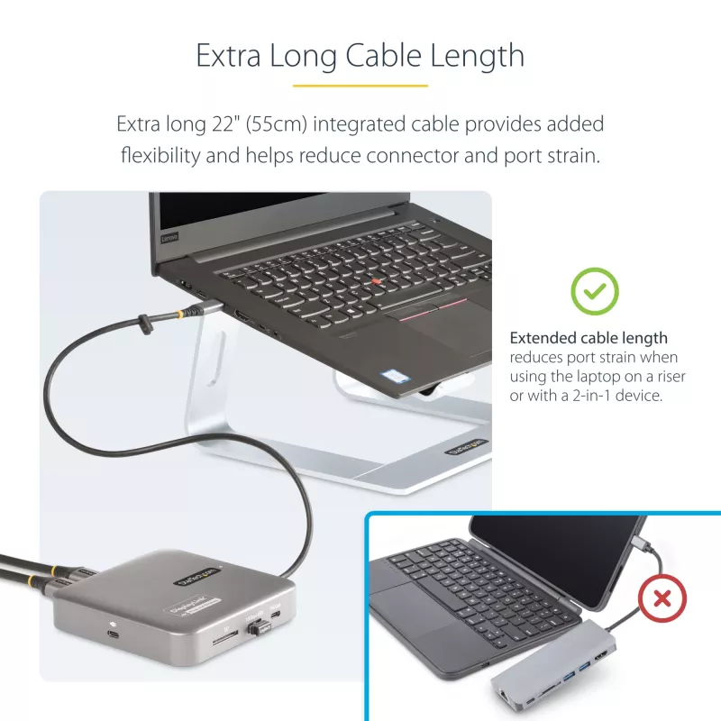 Stacja dokująca StarTech.com USB C, podwójne HDMI 4K 60 Hz, kompatybilna z Macbook Pro (M1/M2/M3/M4) i Windows, hub USB-A/USB-C 10 Gb/s, zasilanie Power Delivery 100 W, GbE, SD, kabel 22 cale/56 cm