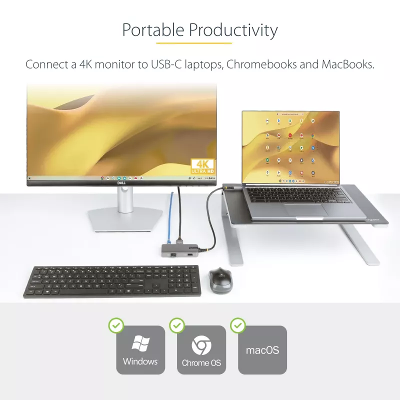 Wieloportowy adapter USB-C StarTech.com – 4K 60Hz HDMI – HDR – 2-portowy hub USB 3.0 5 Gb/s – 100W Power Delivery Pass-Through – GbE – certyfikat Works with Chromebook – Windows/macOS