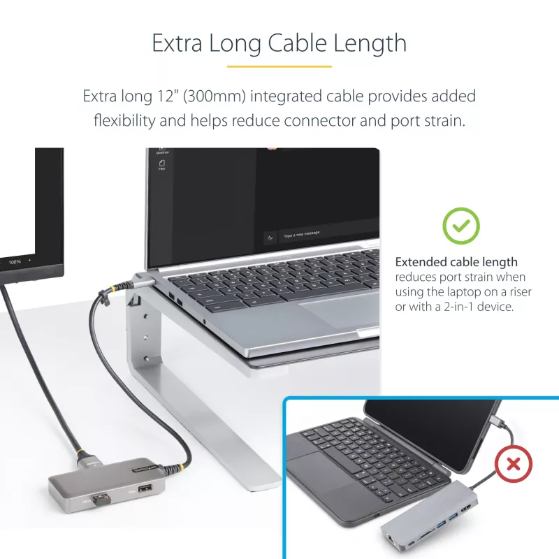 Wieloportowy adapter USB-C StarTech.com – 4K 60Hz HDMI – HDR – 2-portowy hub USB 3.0 5 Gb/s – 100W Power Delivery Pass-Through – GbE – certyfikat Works with Chromebook – Windows/macOS