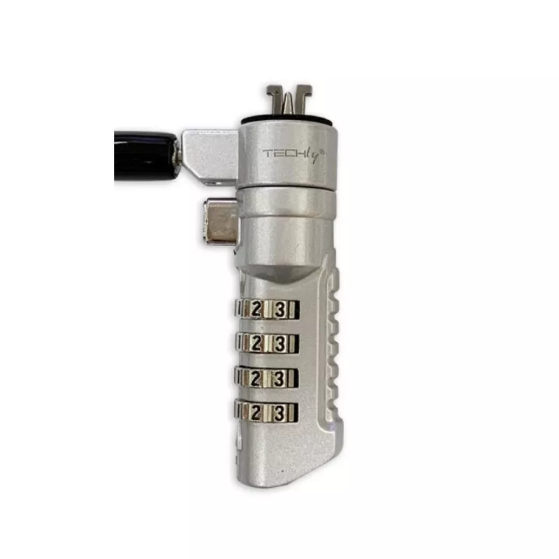 Techy Combination Notebook Security Padlock dla nano slotu, 1,8 m, Zamek szyfrowy, Metal, Stal, Srebrny