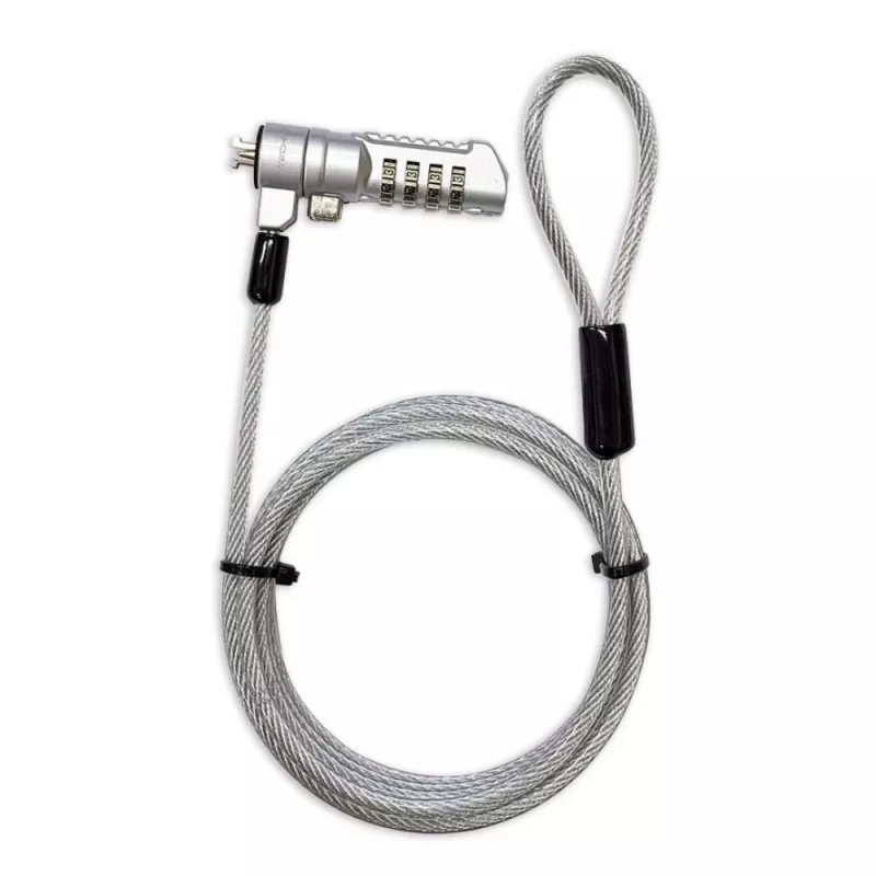 Techy Combination Notebook Security Padlock dla nano slotu, 1,8 m, Zamek szyfrowy, Metal, Stal, Srebrny