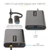 Adapter StarTech.com USB-C do dwóch HDMI - USB-C lub A do 2x HDMI - 4K 60 Hz - Przelotowe ładowanie Power Delivery 100 W - Wbudowany kabel 0,3 m (1 ft) - Konwerter USB na HDMI do wielu monitorów dla laptopa - TAA