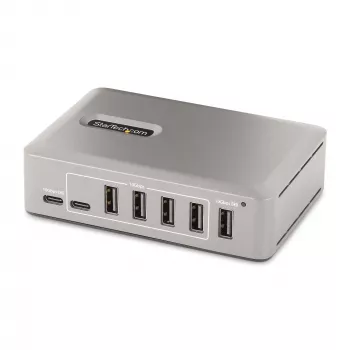 StarTech.com 10-portowy hub USB-C – 8x USB-A/2x USB-C – samodzielnie zasilany z zasilaczem 65 W – USB 3.1 10 Gb/s – hub USB do komputera stacjonarnego/laptopa z certyfikowanym kablem blokującym USB-IF o długości 0,9 m, hub USB C