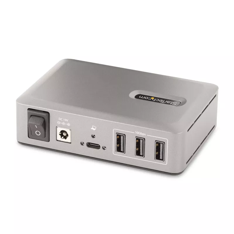 StarTech.com 10-portowy hub USB-C – 8x USB-A/2x USB-C – samodzielnie zasilany z zasilaczem 65 W – USB 3.1 10 Gb/s – hub USB do komputera stacjonarnego/laptopa z certyfikowanym kablem blokującym USB-IF o długości 0,9 m, hub USB C