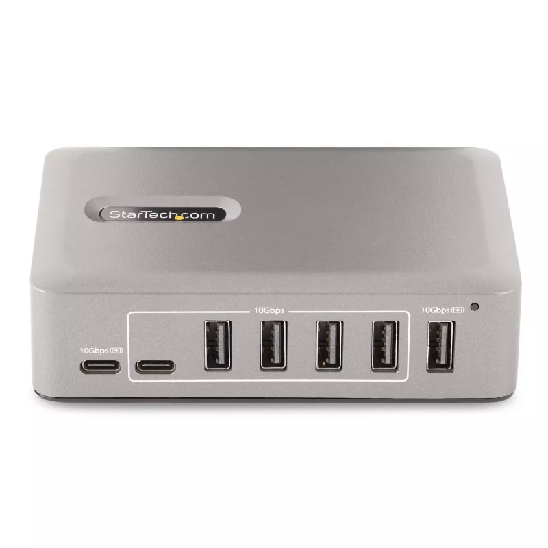 StarTech.com 10-portowy hub USB-C – 8x USB-A/2x USB-C – samodzielnie zasilany z zasilaczem 65 W – USB 3.1 10 Gb/s – hub USB do komputera stacjonarnego/laptopa z certyfikowanym kablem blokującym USB-IF o długości 0,9 m, hub USB C
