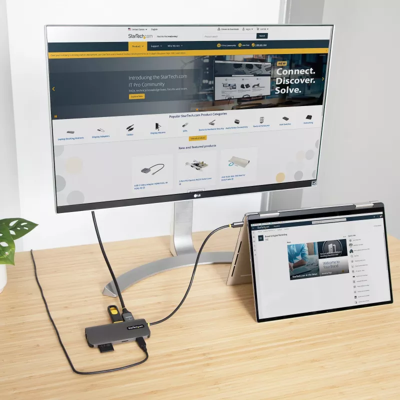 StarTech.com USB C Multiport Adapter 4K 60Hz HDMI Video, 3 Pt 5Gbps USB-A Hub, 100W USB Power Delivery Pass-Through/GbE/SD/MicroSD, 12 inch/30cm kabel, Travel Laptop Docking Station