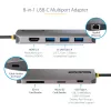 StarTech.com USB C Multiport Adapter 4K 60Hz HDMI Video, 3 Pt 5Gbps USB-A Hub, 100W USB Power Delivery Pass-Through/GbE/SD/MicroSD, 12 inch/30cm kabel, Travel Laptop Docking Station
