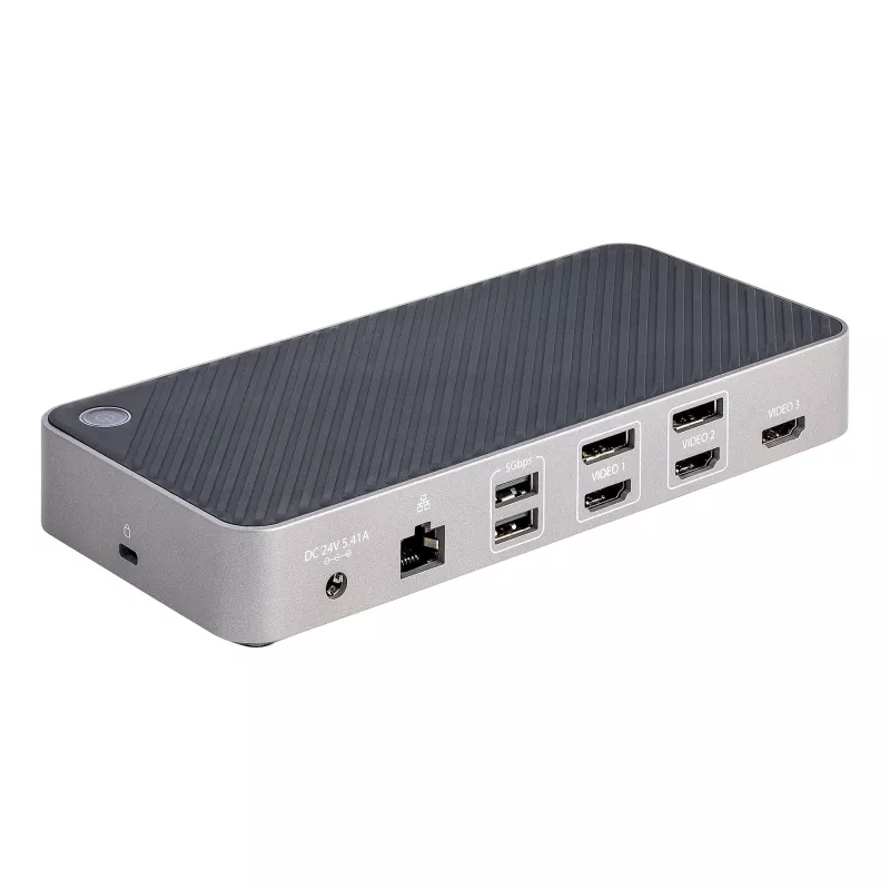 Stacja dokująca StarTech.com USB-C do trzech monitorów - HDMI/DP potrójne 4K USB-C - 5-portowy hub USB - GbE - 100W PD - Uniwersalna stacja dokująca do wielu monitorów - kompatybilna z Thunderbolt 3/4