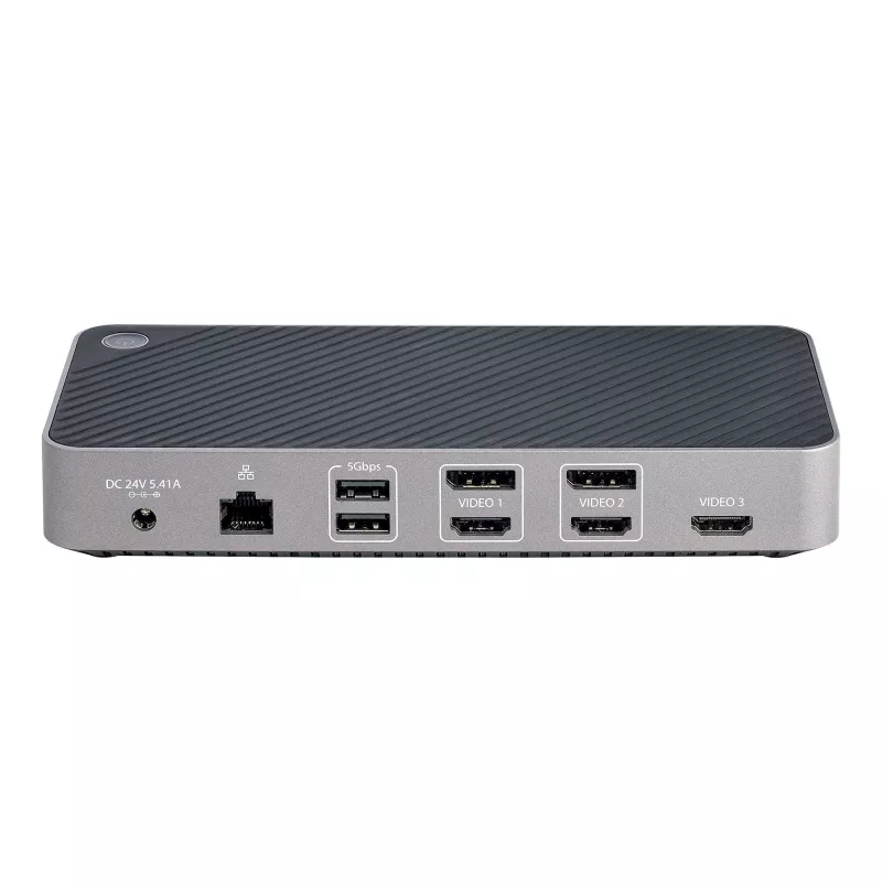 Stacja dokująca StarTech.com USB-C do trzech monitorów - HDMI/DP potrójne 4K USB-C - 5-portowy hub USB - GbE - 100W PD - Uniwersalna stacja dokująca do wielu monitorów - kompatybilna z Thunderbolt 3/4