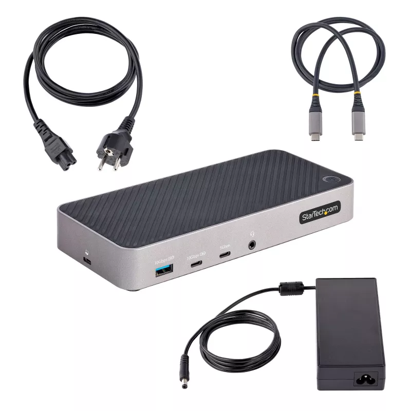 Stacja dokująca StarTech.com USB-C do trzech monitorów - HDMI/DP potrójne 4K USB-C - 5-portowy hub USB - GbE - 100W PD - Uniwersalna stacja dokująca do wielu monitorów - kompatybilna z Thunderbolt 3/4
