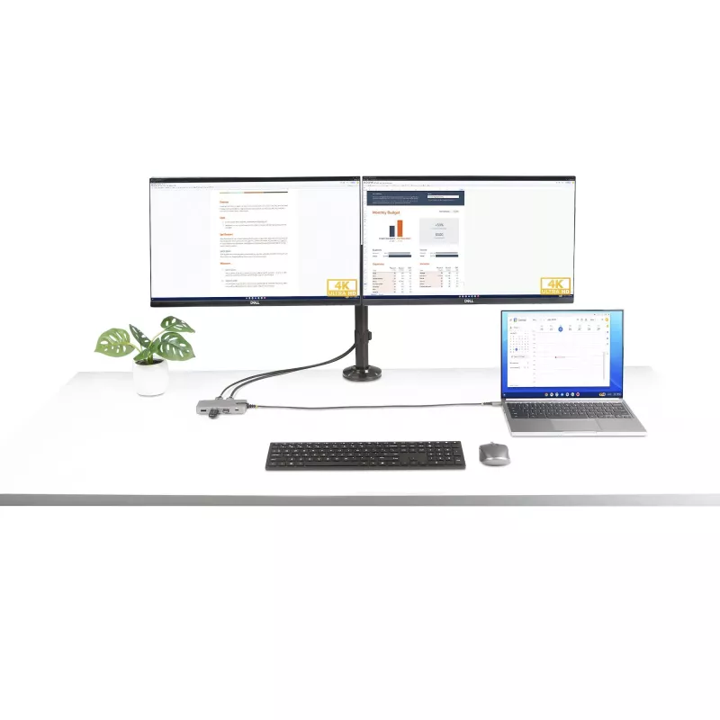 StarTech.com USB-C Triple Monitor Multiport Adapter, Dual 4K 60Hz + 4K 30Hz HDMI i DisplayPort, 3-portowy hub USB 10 Gb/s, 100 W PD Pass-Through, GbE, stacja dokująca podróżna, Windows i ChromeOS