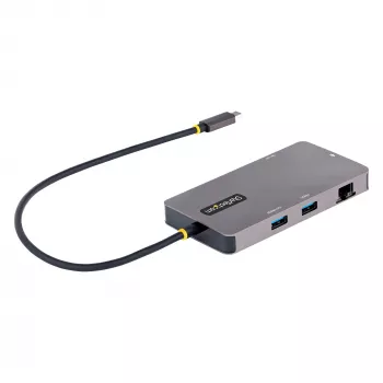 StarTech.com Adapter wielofunkcyjny USB-C, podwójne wyjście wideo HDMI, 4K 60 Hz, hub USB-A 2 porty 5 Gb/s, zasilanie przelotowe 100 W Power Delivery / GbE / SD / MicroSD, kabel 12 cali / 30 cm, stacja dokująca podróżna, stacja dokująca do laptopa