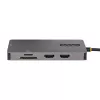 StarTech.com Adapter wielofunkcyjny USB-C, podwójne wyjście wideo HDMI, 4K 60 Hz, hub USB-A 2 porty 5 Gb/s, zasilanie przelotowe 100 W Power Delivery / GbE / SD / MicroSD, kabel 12 cali / 30 cm, stacja dokująca podróżna, stacja dokująca do laptopa