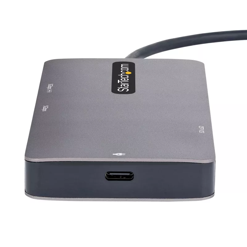 StarTech.com Adapter wielofunkcyjny USB-C, podwójne wyjście wideo HDMI, 4K 60 Hz, hub USB-A 2 porty 5 Gb/s, zasilanie przelotowe 100 W Power Delivery / GbE / SD / MicroSD, kabel 12 cali / 30 cm, stacja dokująca podróżna, stacja dokująca do laptopa