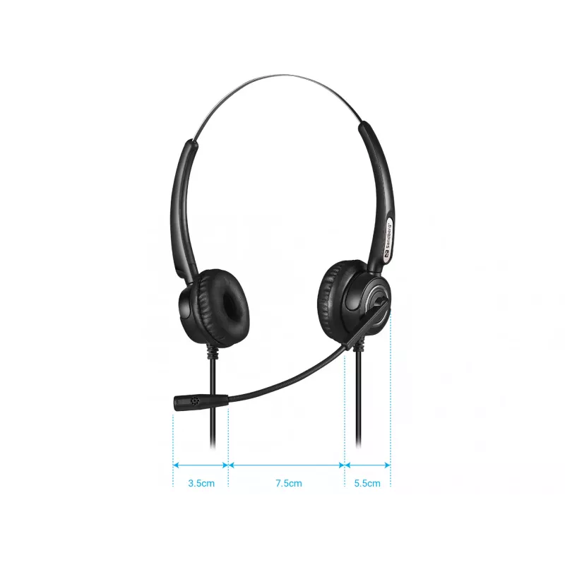 Zestaw słuchawkowy Sandberg USB+RJ9/11 Headset Pro Stereo, przewodowy, biuro/centrum telefoniczne, 20 - 7000 Hz, czarny
