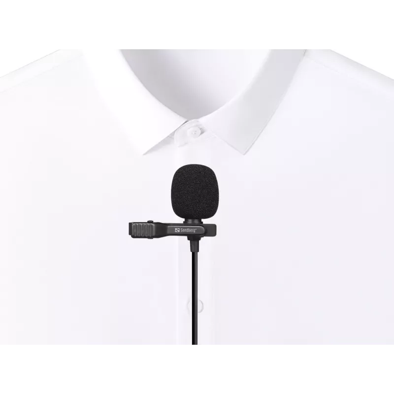 Mikrofon klipsowy USB Sandberg Streamer, mikrofon lavalier/lapel, -38 dB, 50 - 18000 Hz, 16 bit, 48 kHz, 84 dB