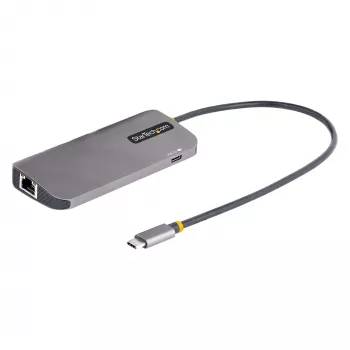 Adapter wieloportowy USB-C StarTech.com, HDMI 4K 60Hz, 3-portowy hub USB 5 Gb/s, zasilanie 100W PD, GbE, kabel 30 cm, mini stacja dokująca do laptopa